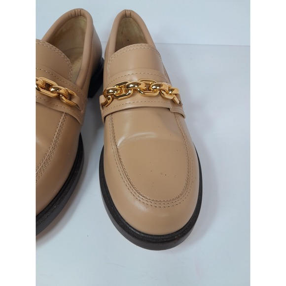 Schutz Dannie Tan Leather Flat Chain Link Loafer Womens Sz 10 B - Picture 14 of 16